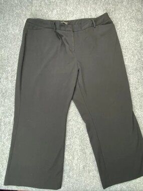 Lane Bryant Dress Pants Women 24P Black Wide Leg Stretch Office Minimalist Work